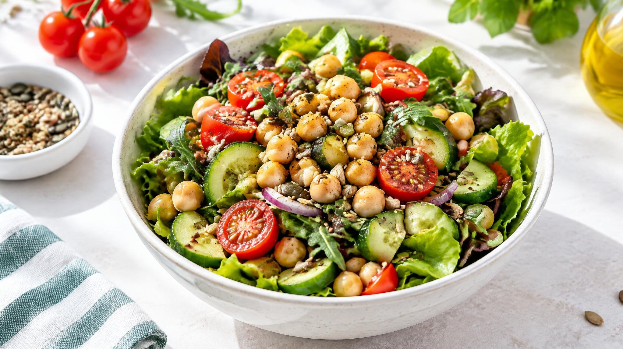 Fresh salad bowl with colourful vegetables