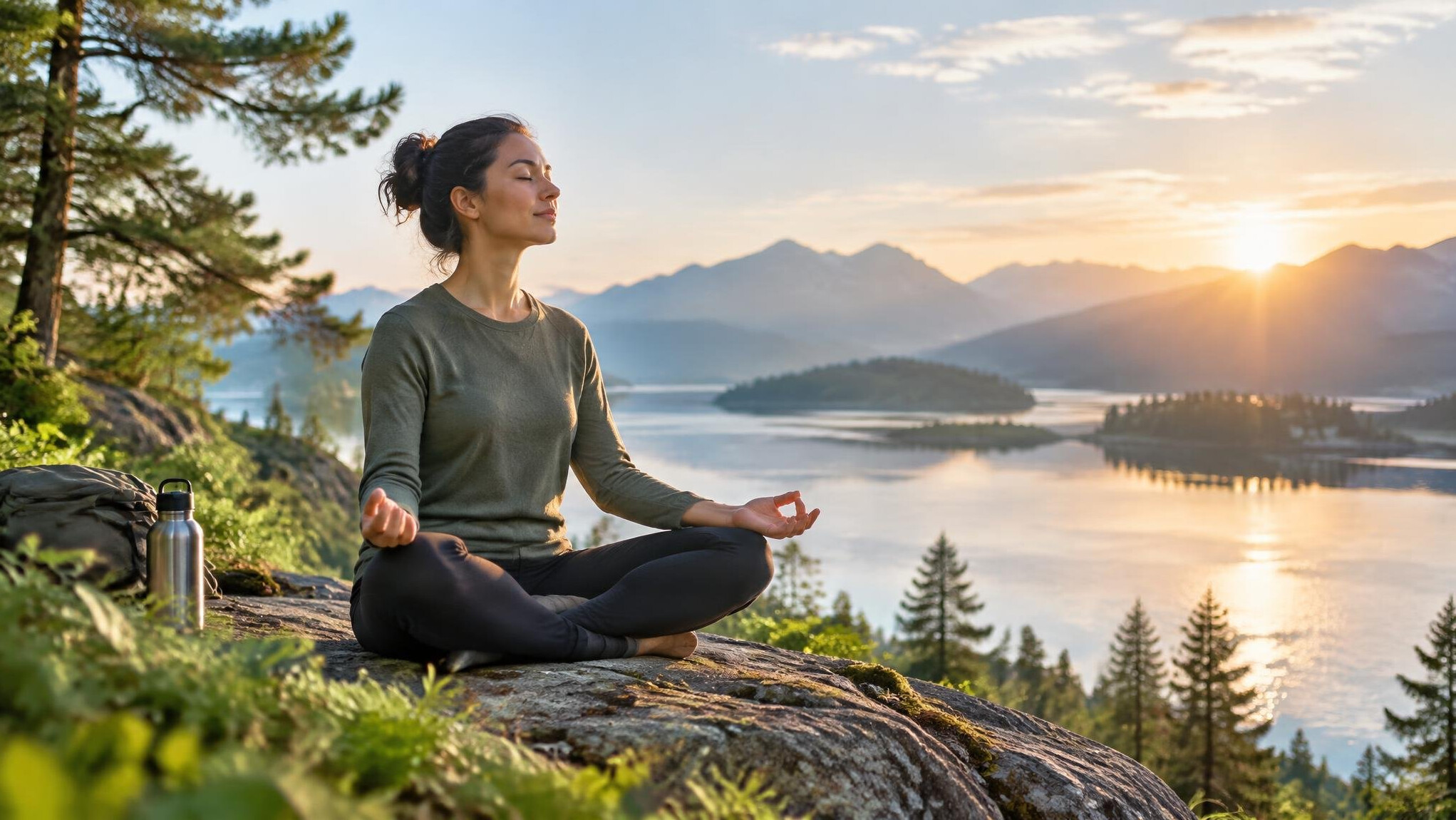 person finding balance in nature